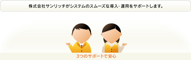 株式会社サンリッチがシステムのスムーズな導入・運用をサポートします。